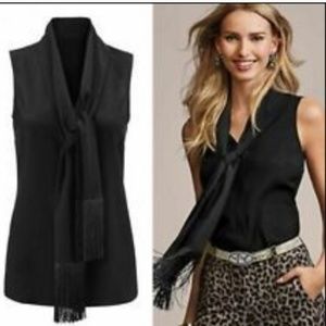 NWOT CAbi Fri be Tie Neck Front Sleeveless Blouse Top Black